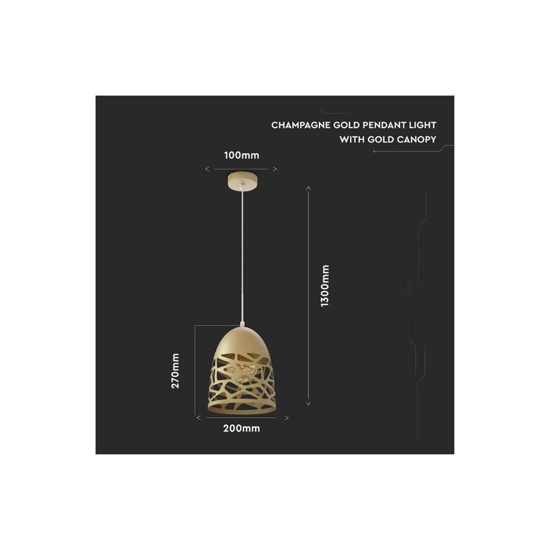 Lampadario LED a Campana in Metallo Satinato Champagne 3821 Vtac - immagine 3