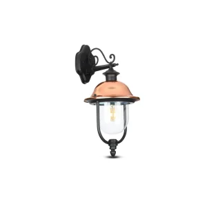 Lampada LED da Muro Lanterna Nera/Rame IP44