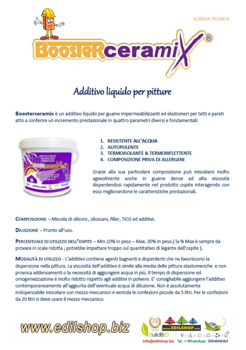 Boosterceramix additivo liquido per tetti pareti coperture autopulente termo riflettente termoisolante idrorepellente - immagine 4