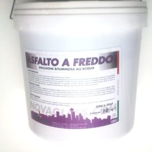 Asfalto a freddo – Guaina liquida impermeabilizzante Kg. 20 NOVAGLASS (emulsione bituminosa all’acqua)
