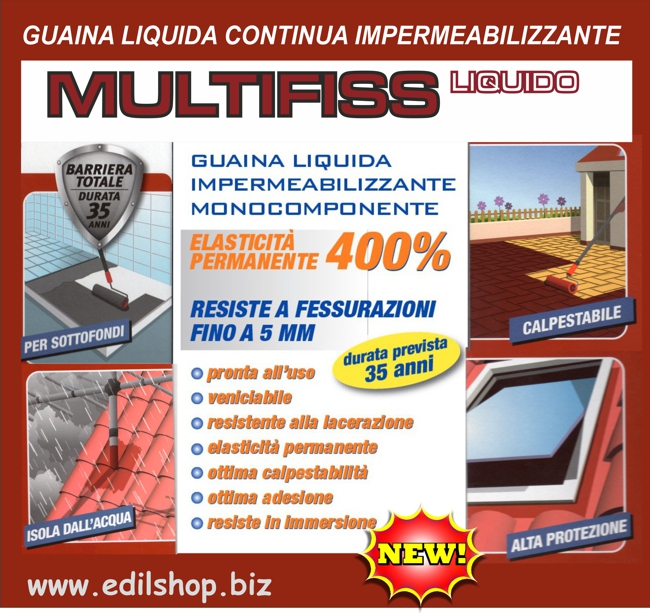 MULTIFISS LIQUIDO Guaina liquida ai polimeri MS impermeabilizzante (FINITURA-grigio) - immagine 2